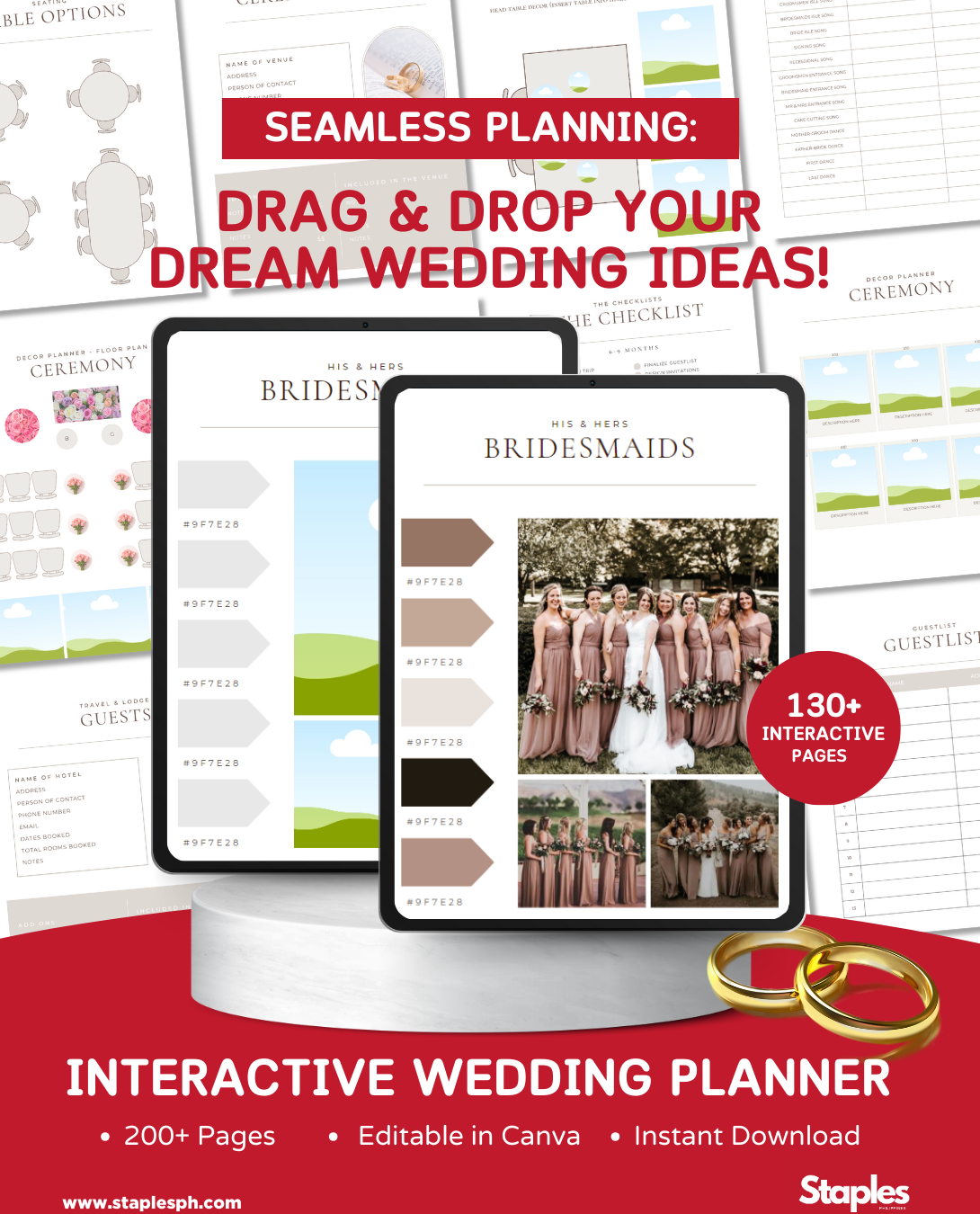 Complete Digital Wedding Planner | Checklist | Budget Tracker - Interactive Bundled