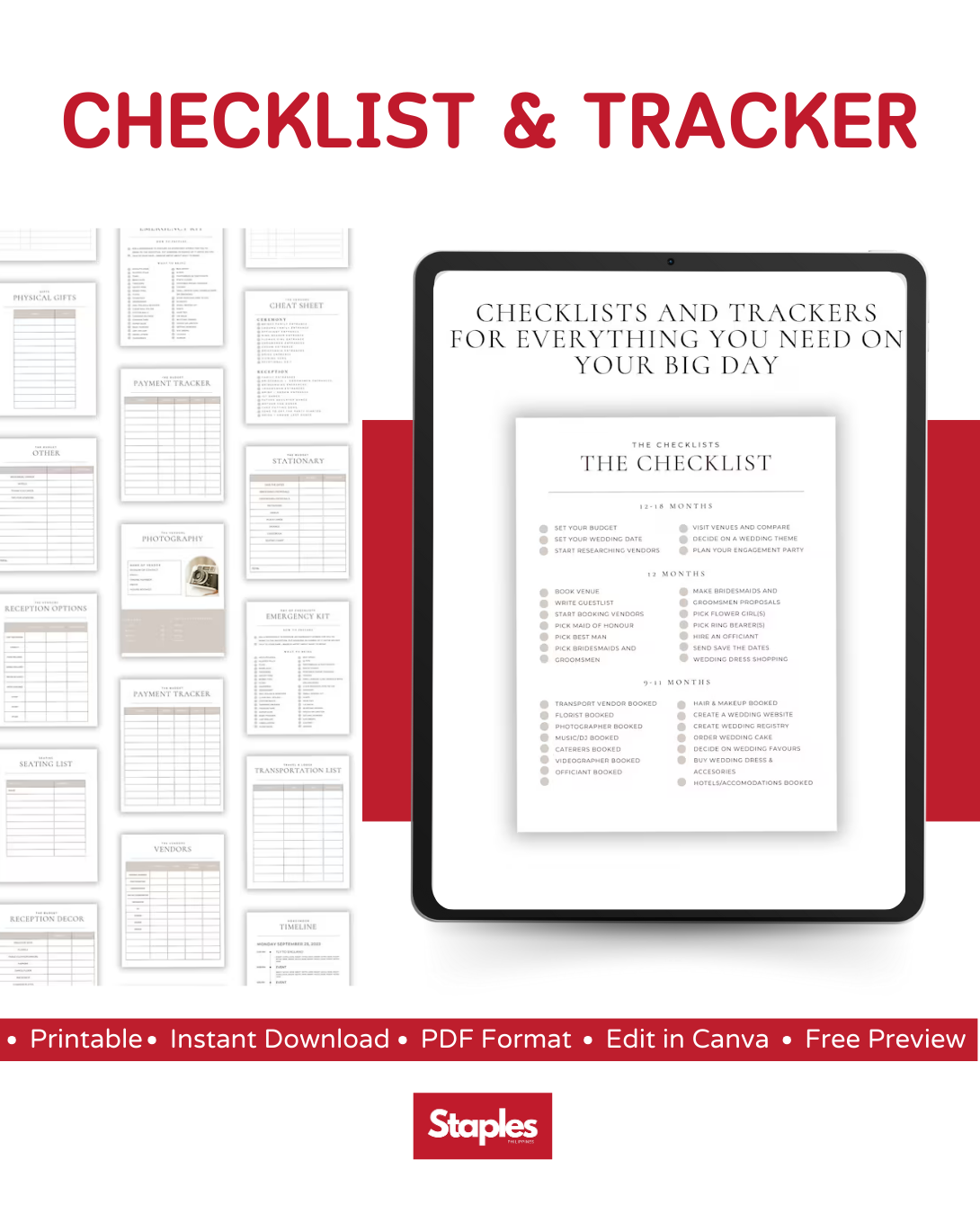 Complete Digital Wedding Planner | Checklist | Budget Tracker - Interactive Bundled