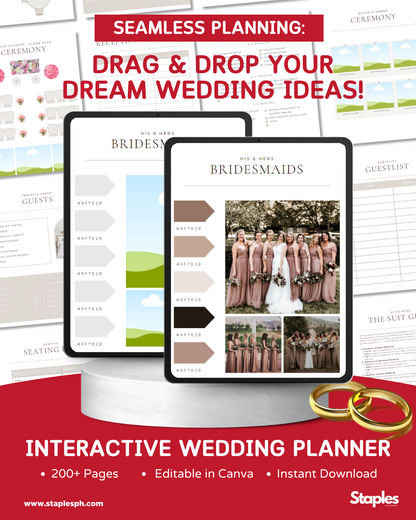 Interactive Wedding Planner  (Edit in CANVA)